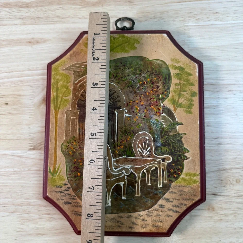 Vintage Italian Garden Patio Iron Gate Decor Wooden Wall Hanging Art Plaque